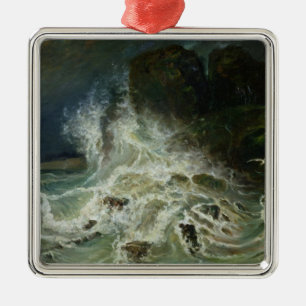 Breakers off Granville Point in the Channel Metal Tree Decoration