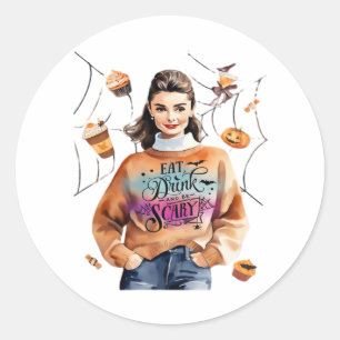 Breakfast At Halloween’s Eat Drink And Be Scary Classic Round Sticker