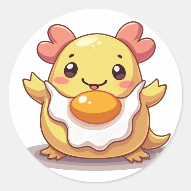 Breakfast Axolotl Classic Round Sticker (Front)