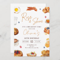 Breakfast Birthday Invitation, Brunch Birthday