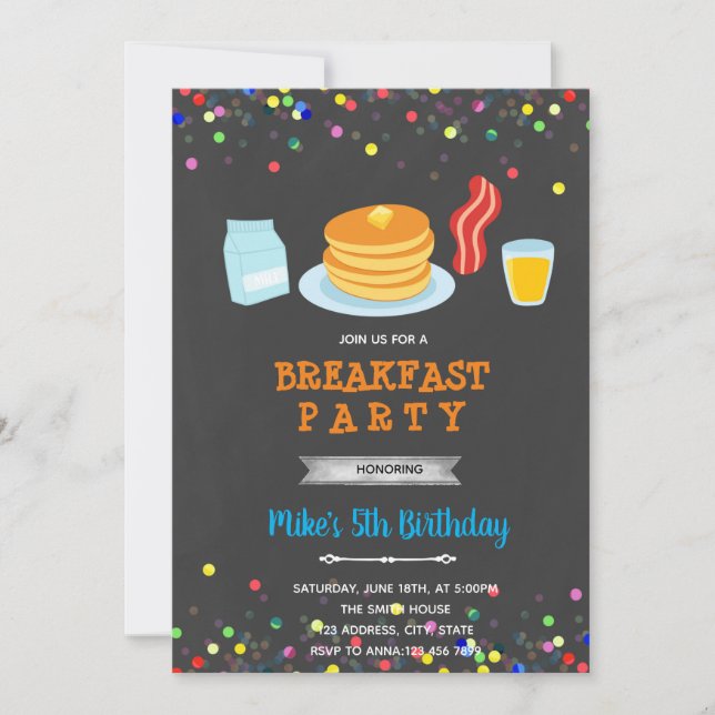 Breakfast boy theme invitation (Front)