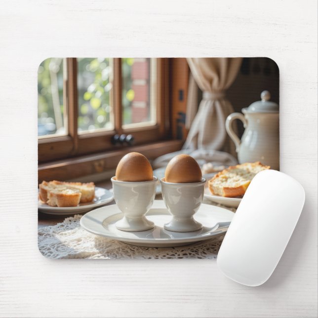 Breakfast Brown Eggs In Egg Cups Mouse Mat (With Mouse)