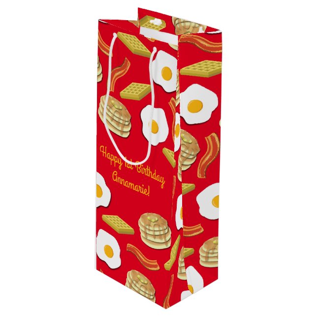 Breakfast Brunch Birthday Party Kids Wine Gift Bag (Front Angled)
