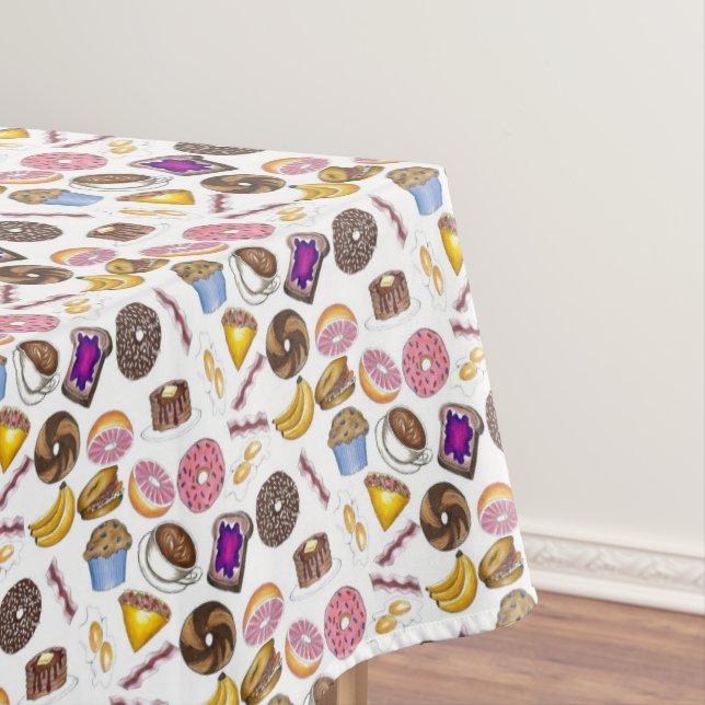 Breakfast Brunch Food Bagel Doughnut Toast Eggs Ba Tablecloth (In Situ)
