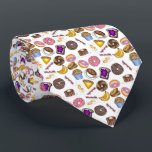 Breakfast Brunch Food Bagel Doughnut Toast Eggs Ba Tie<br><div class="desc">Print features an original marker illustration of colourful breakfast and brunch foods including toast with grape jam, coffee, doughnuts, pancakes, bacon, eggs, omelettes, muffins, bagels, and pink grapefruit. Ideal for your favourite foodie. Don't see what you're looking for? Need help with customisation? Contact Rebecca to have something designed just for...</div>