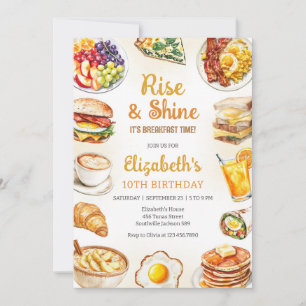 Breakfast Brunch Rise & Shine Birthday Invitation