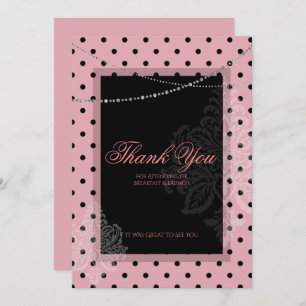 Breakfast brunch with dots pink thank you card