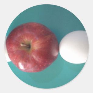 Breakfast Buddies: Two Eggs $an Apple Still Life Classic Round Sticker