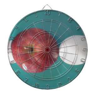 Breakfast Buddies: Two Eggs $an Apple Still Life Dartboard