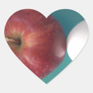 Breakfast Buddies: Two Eggs $an Apple Still Life Heart Sticker