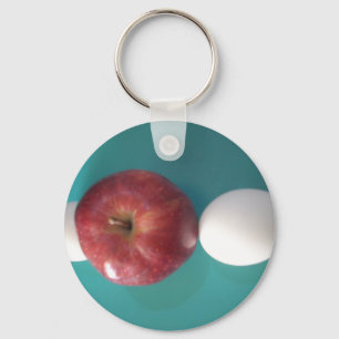 Breakfast Buddies: Two Eggs $an Apple Still Life Key Ring