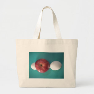 Breakfast Buddies: Two Eggs $an Apple Still Life Large Tote Bag