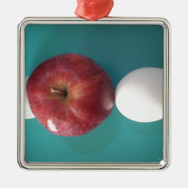Breakfast Buddies: Two Eggs $an Apple Still Life Metal Tree Decoration (Front)