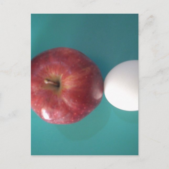 Breakfast Buddies: Two Eggs $an Apple Still Life Postcard (Front)