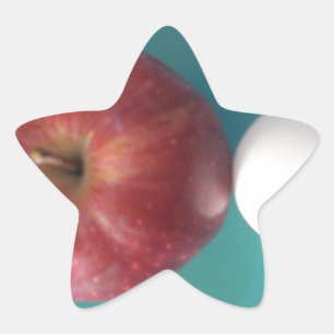 Breakfast Buddies: Two Eggs $an Apple Still Life Star Sticker