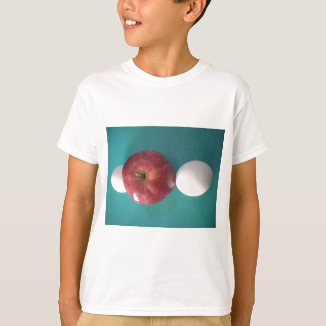 Breakfast Buddies: Two Eggs $an Apple Still Life T-Shirt (Front)