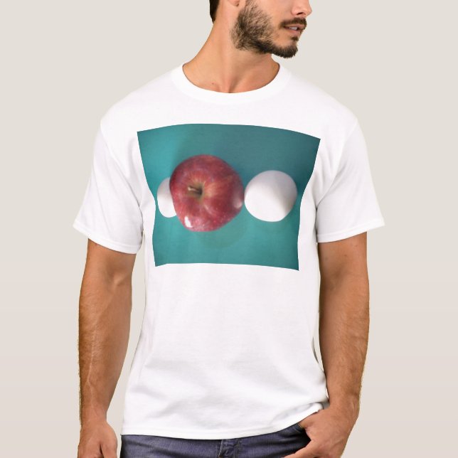 Breakfast Buddies: Two Eggs $an Apple Still Life T-Shirt (Front)