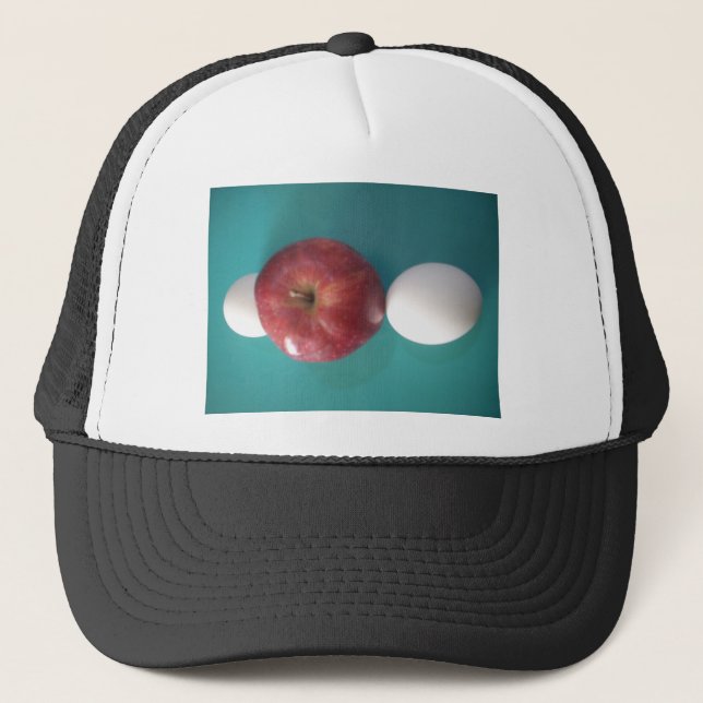 Breakfast Buddies: Two Eggs $an Apple Still Life Trucker Hat (Front)