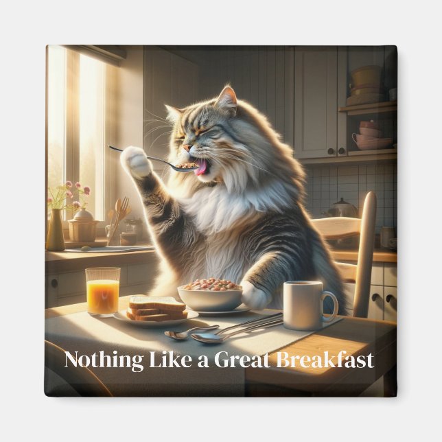 Breakfast Cat Magnet (Front)