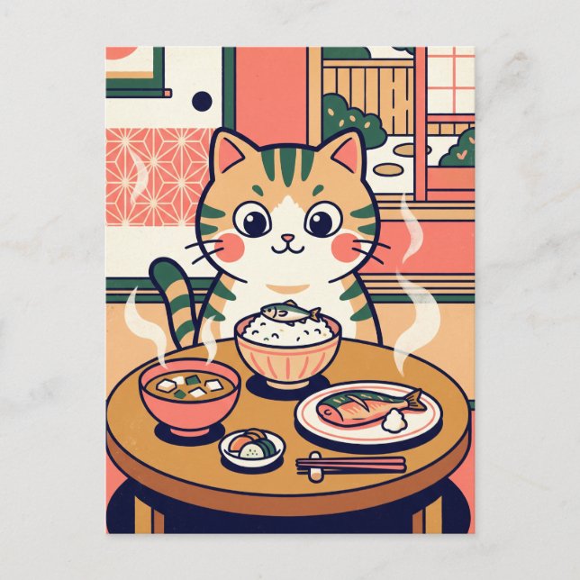 Breakfast Cat Postcard (Front)