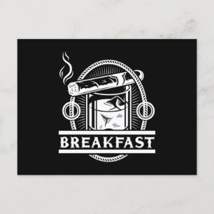 Breakfast Cigar Whiskey Smoke Humidor Cigars Lover Postcard
