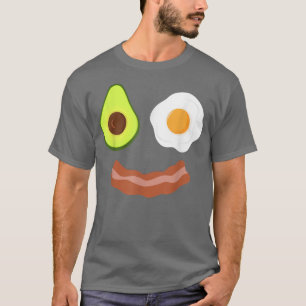 Breakfast Face Avocado Fried Egg Bacon Grin T-Shirt