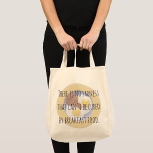 Breakfast Food Eggs on Plate Funny Motivational Tote Bag
