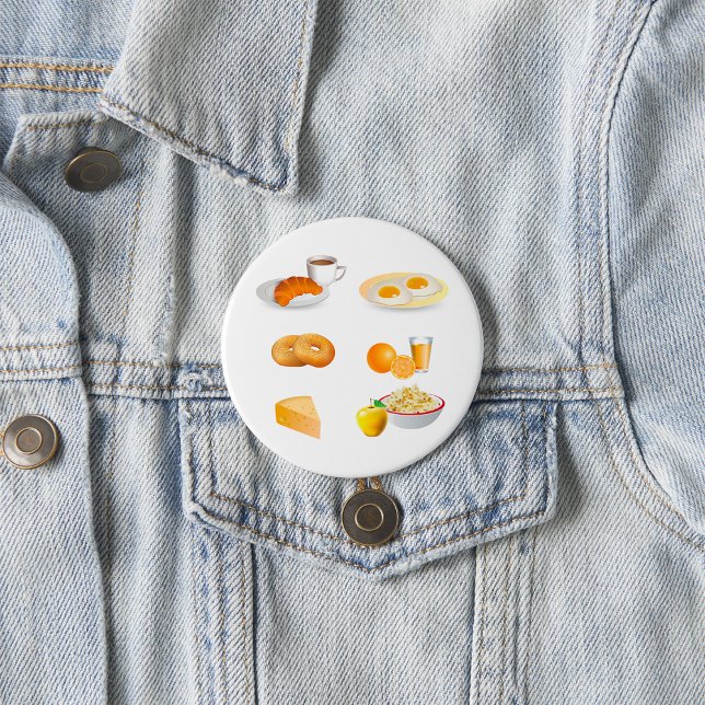 Breakfast Foods Coffee, Croissant, Eggs, Bagels  7.5 Cm Round Badge (Creator Uploaded)