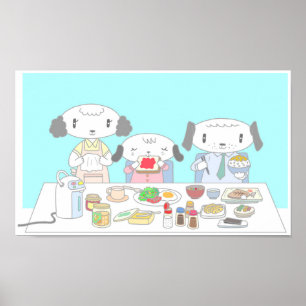 Breakfast for the dog family. poster