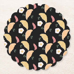 Breakfast Ham and Cilantro Eggs on a Croissant Paper Coaster