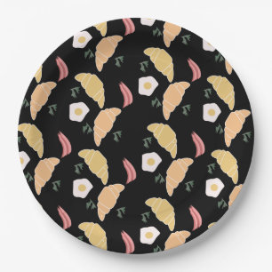 Breakfast Ham and Cilantro Eggs on a Croissant Paper Plate