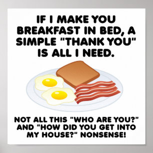 Breakfast in Bed Funny Poster