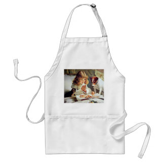 Breakfast in Bed: Girl, Terrier and Kitty Cat Standard Apron