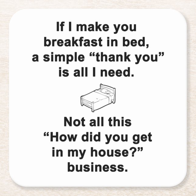 Breakfast in Bed Square Paper Coaster (Front)