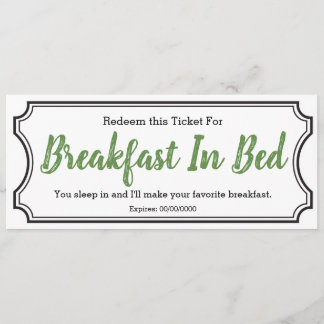Breakfast In Bed Ticket Menu