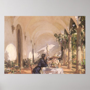 Breakfast in Loggia by Sargent, Vintage Victorian Poster