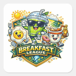 Breakfast League Badge Square Sticker