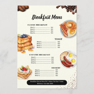 Breakfast Menu, Restaurant Menu, Cafe Marketing Menu