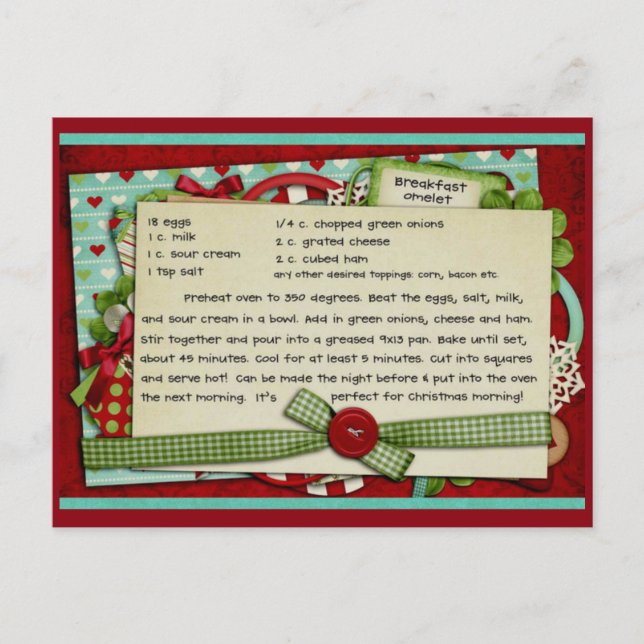 Breakfast Omelette  Christmas RECIPE CARD (Front)