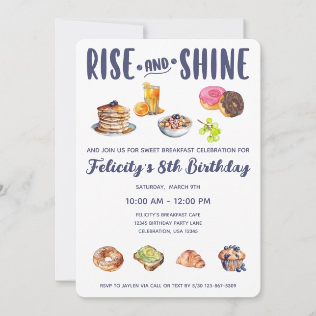 Breakfast or Brunch Birthday Girl Party Invitation (Front)