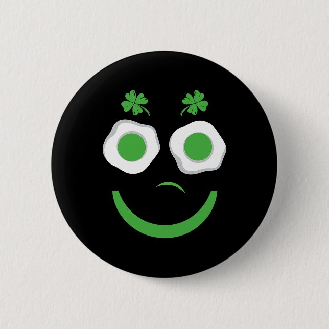 Breakfast Patricks Day Funny Eggs Smile Green  6 Cm Round Badge (Front)