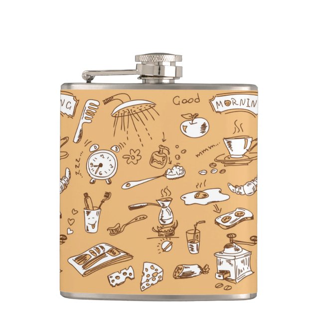 Breakfast Pattern 2 Hip Flask (Front)