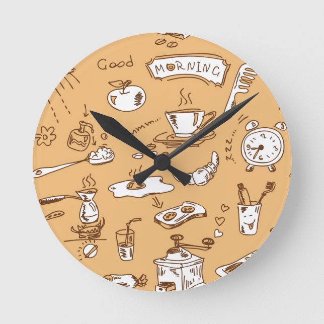 Breakfast Pattern 2 Round Clock (Front)
