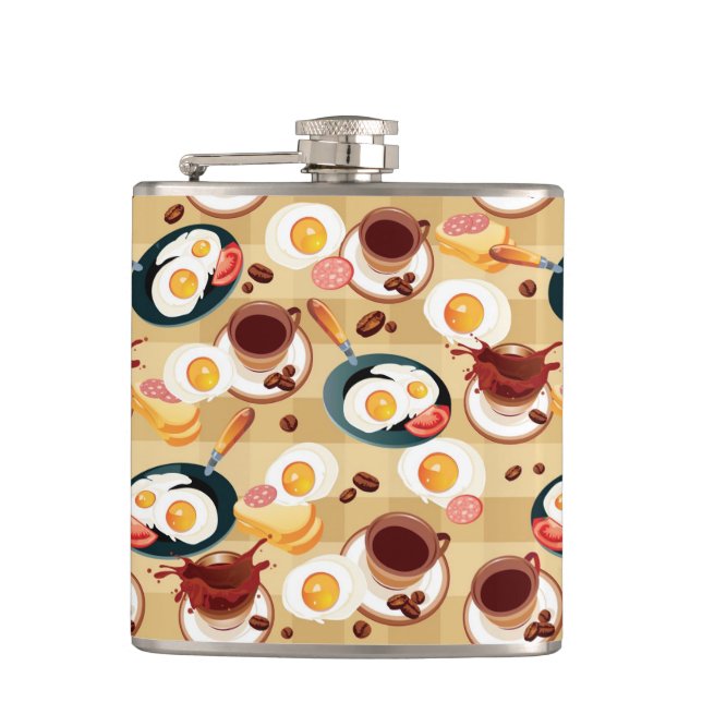 Breakfast Pattern 3 Hip Flask (Front)