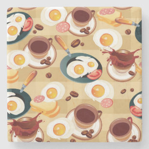 Breakfast Pattern 3 Stone Coaster