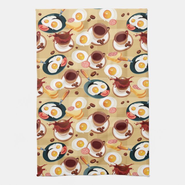 Breakfast Pattern 3 Tea Towel (Vertical)