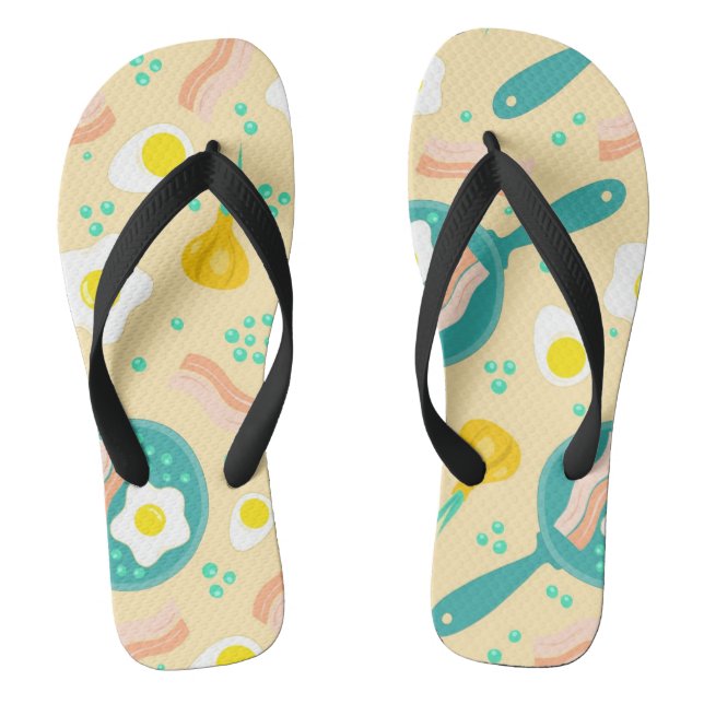 Breakfast Pattern Flip Flops (Footbed)