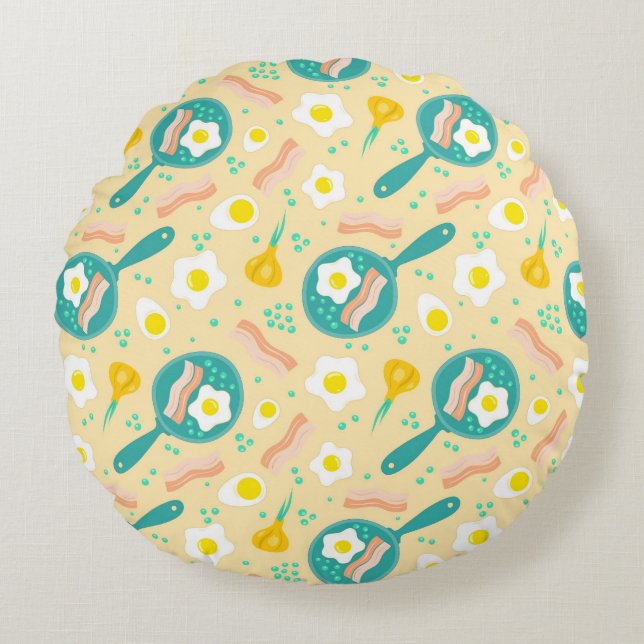 Breakfast Pattern Round Cushion (Front)