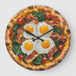 Breakfast Pizza Large Clock