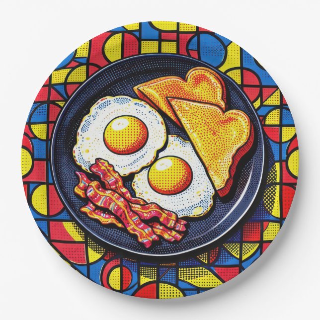 Breakfast Pop Art Paper Plate (Front)
